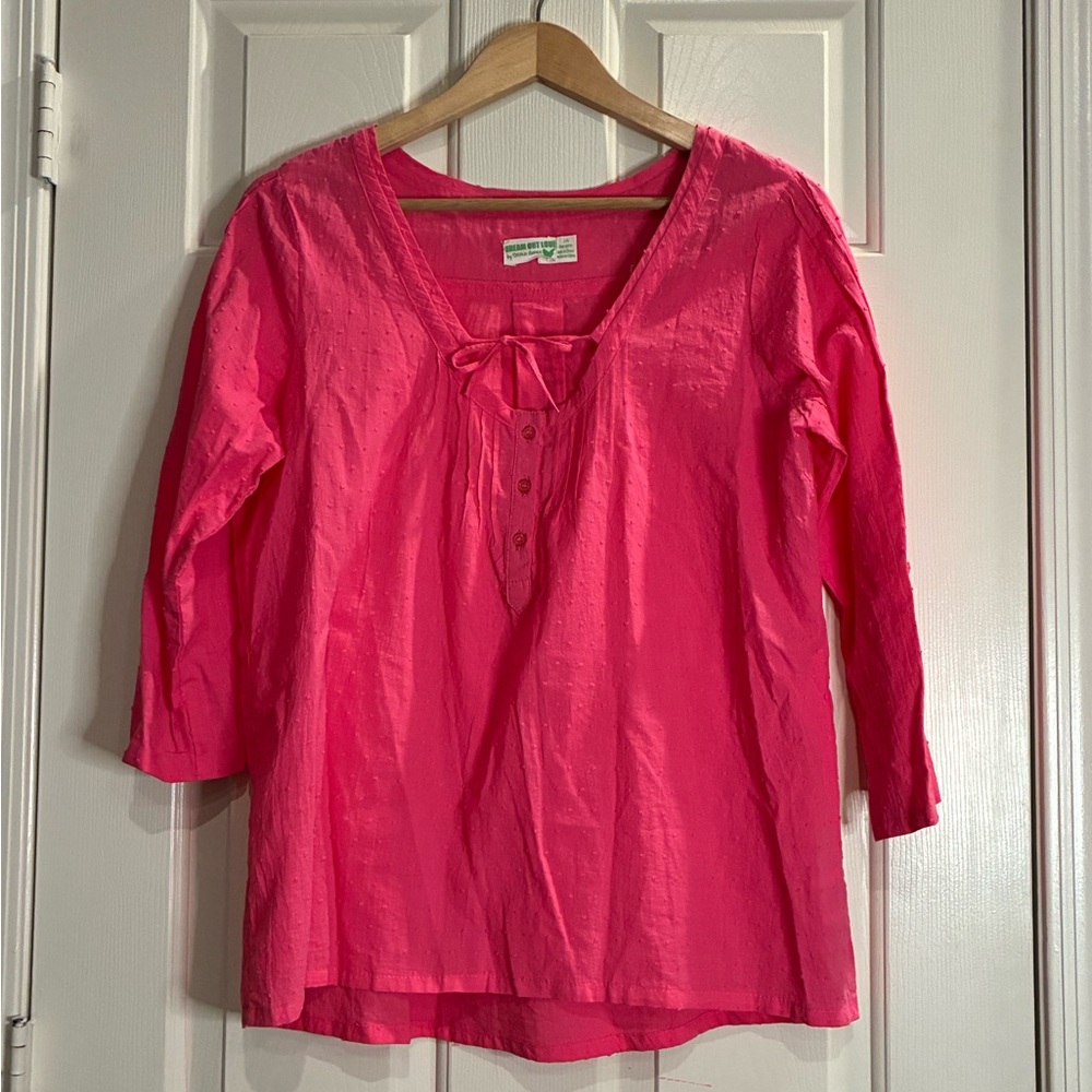 Vibrant Pink Women's Blouse with neck Ties